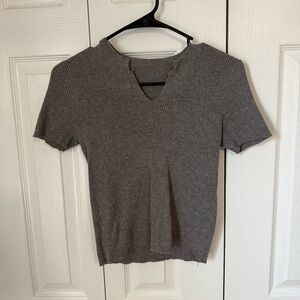 Gray Ribbed Top